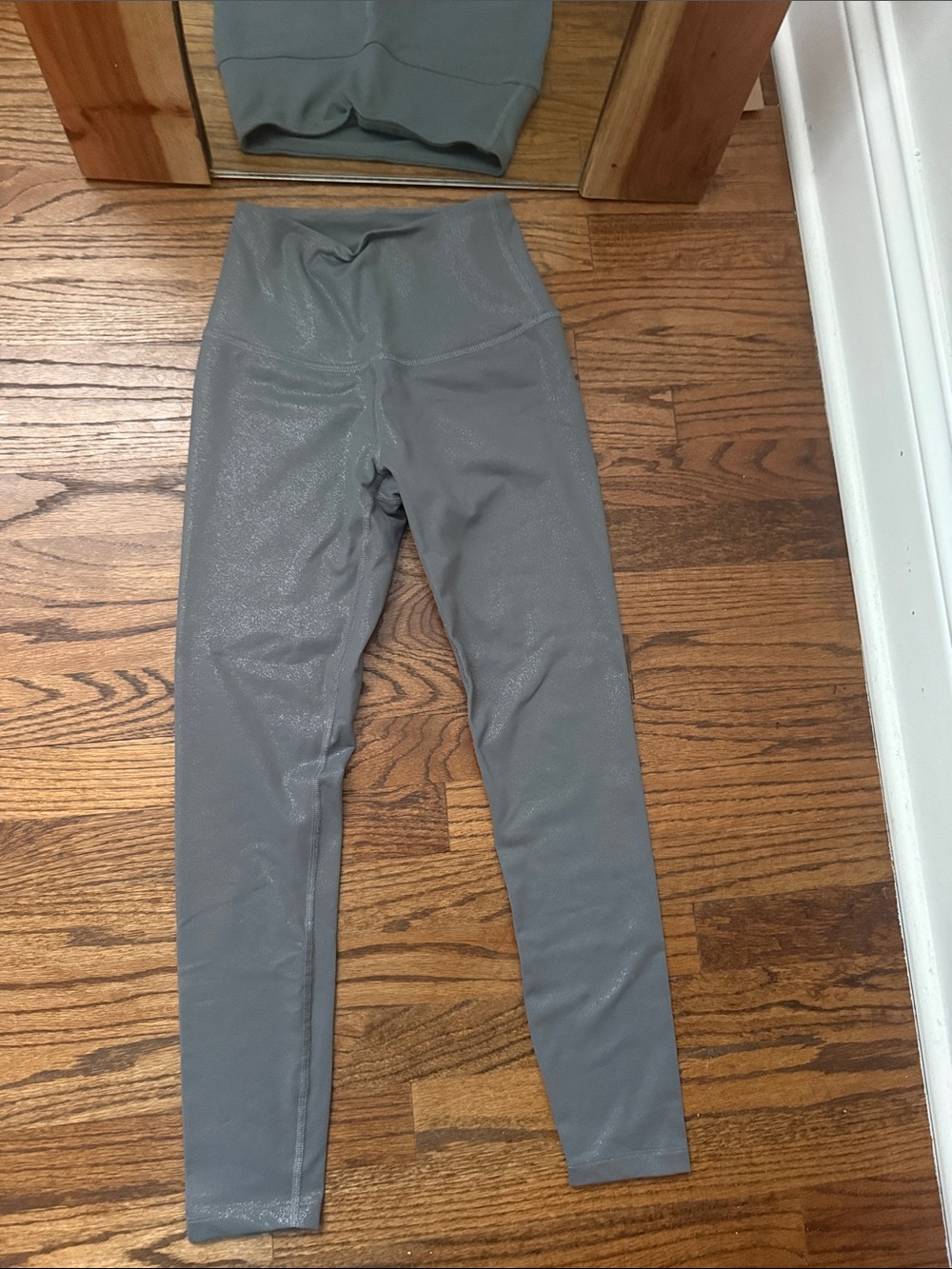 Beyond Yoga Gray High-Waist Shimmer Leggings